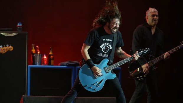 The Foo Fighters perform in Brisbane on Tuesday night.
