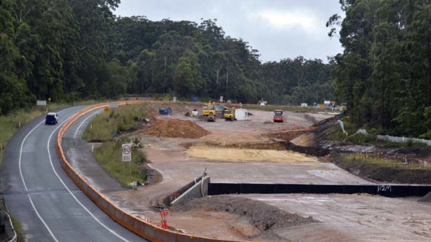 Herons creek bypass where waste was uncovered by road workers yesterday.