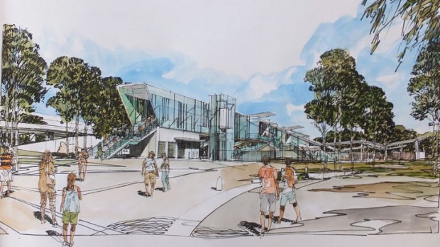 An artist's impression of the Perth stadium train station. <i>Courtesy of the Department of Transport</i>