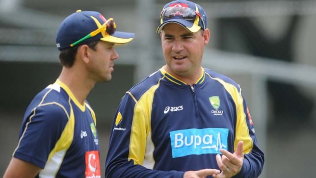 "We're going to practise against the swinging ball" ... Mickey Arthur, right.