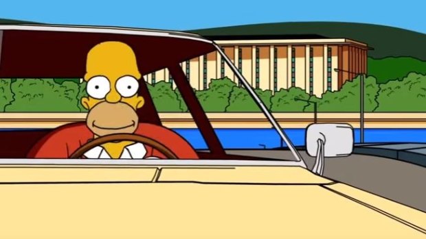 When Canberra meets 'The Simpsons' - a scene from the animation.