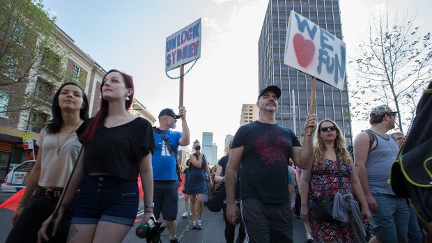 The protesters believe late-night revellers are being pushed out of the central business district.