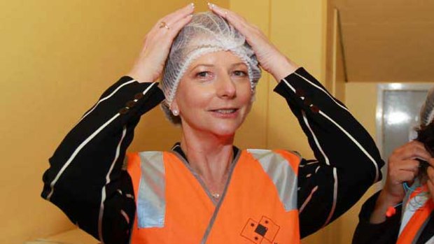 Julia Gillard visits a factory in Sydney. <i>Picture: Getty Images</i>