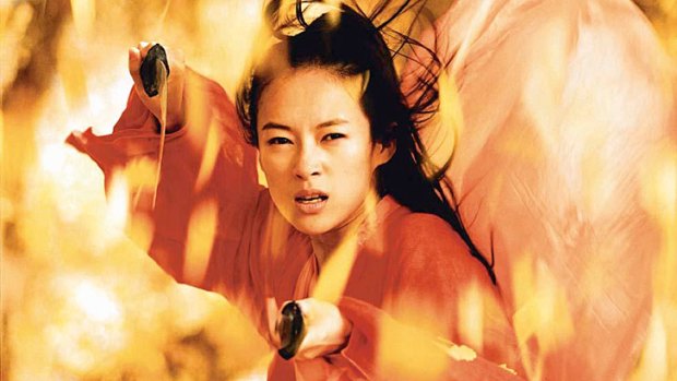 A scene from Zhang's 2002 martial arts hit <i>Hero</i>, starring Zhang Ziyi (above) and Jet Li.