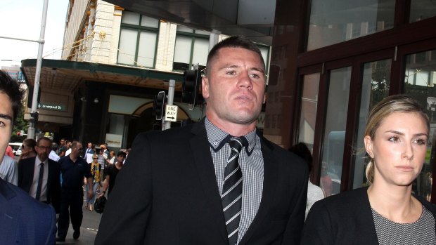 Shaun Kenny-Dowall leaves court after being found not guilty of the assault of Jessica Peris on Monday.