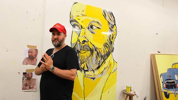 ''He was a thoughtful and intelligent man'' &#8230; Jasper Knight with his painting of fellow artist, the late Adam Cullen, submitted for the Archibald Prize.