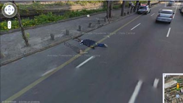 One of the bodies laying on Rio de Janeiro's Avenida Presidente Vargas.