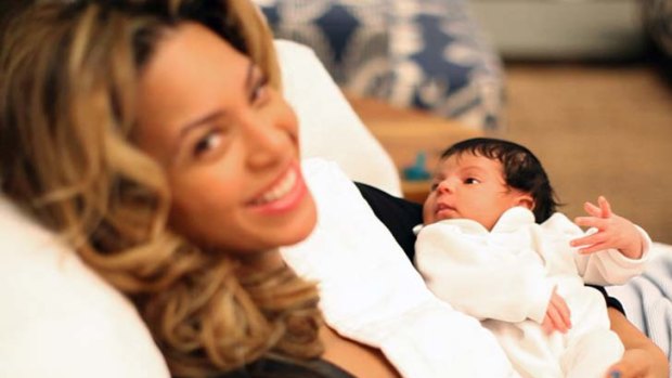 Singer Beyonce with her baby girl Blue Ivy Carter.