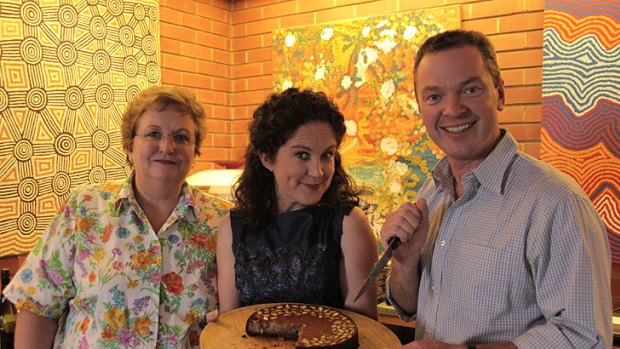 Amanda Vanstone (left) and Christopher Pyne with Annabel Crabb at Vanstone’s Adelaide home.