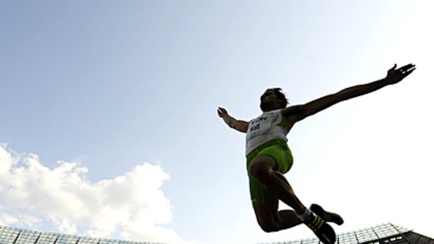 Australia's Mitchell Watt competes in the World Championships men's long jump final.