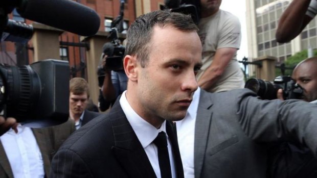 Oscar Pistorius leaves the court after a day of cross-examination by Gerrie Nel.