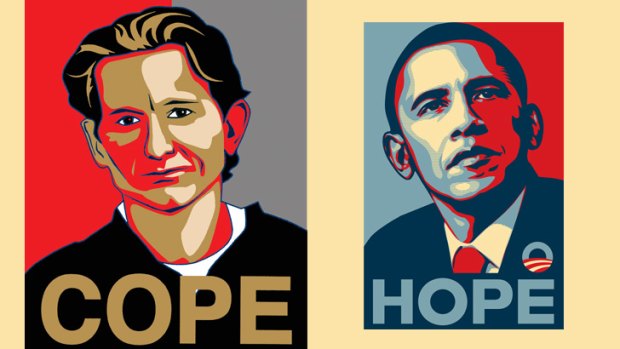 Shepard Fairey’s iconic <em>Hope</em> poster inspired this James Hird image.