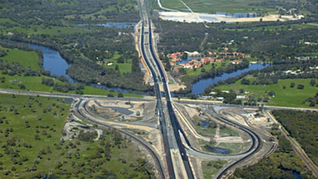 An aerial view of the Perth to Bunbury Highway.