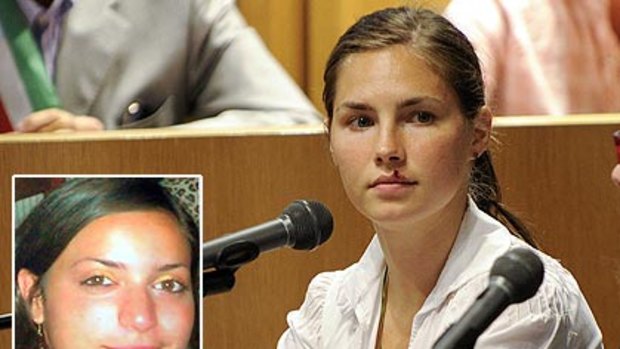 Jailed suspect Amanda Knox is trying to prove she is not a depraved assassin. Insert: British student Meredith Kercher who was fatally stabbed.