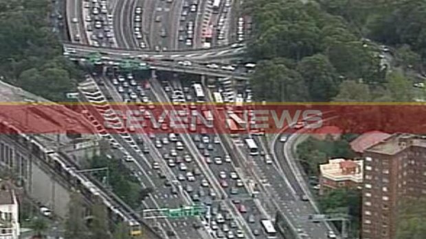 Peak hour congestion on the approach to the Sydney Harbour Bridge.