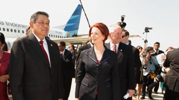 Australian PM Julia Gillard and President SBY at RAAF Base Darwin