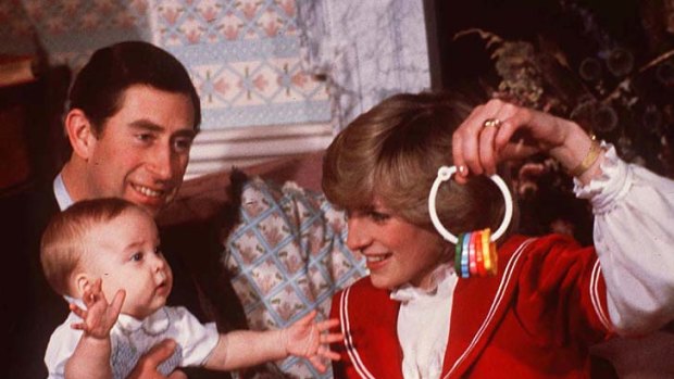 A young Prince William plays with his parents at Kensington Palace in 1982.