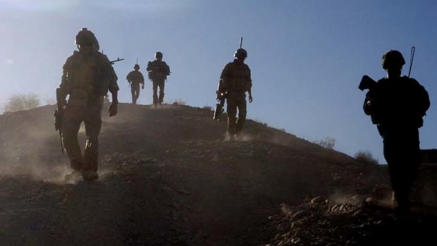 Soldiers on patrol in Uruzgan Province, Afghanistan.