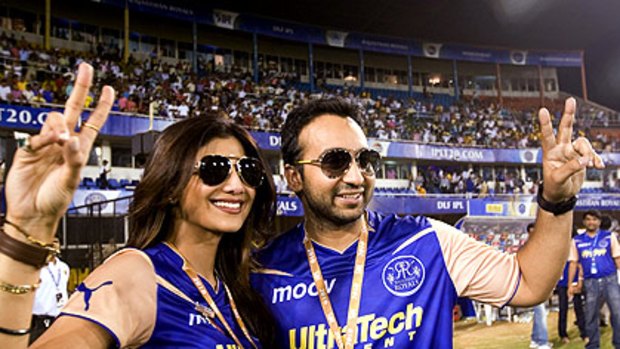 Rajasthan Royals co-owners Raj Kundra and his actress wife Shilpa Shetty.