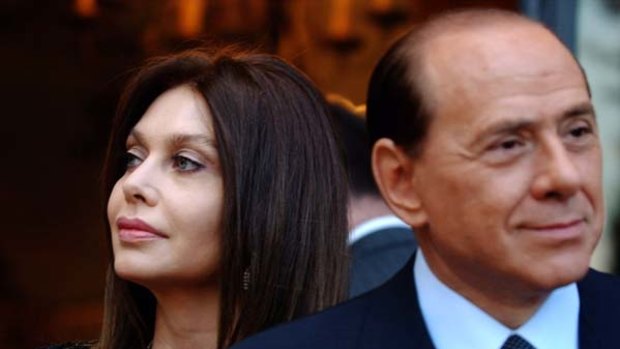 Court hearing ... Veronica Lario and Silvio Berlusconi.