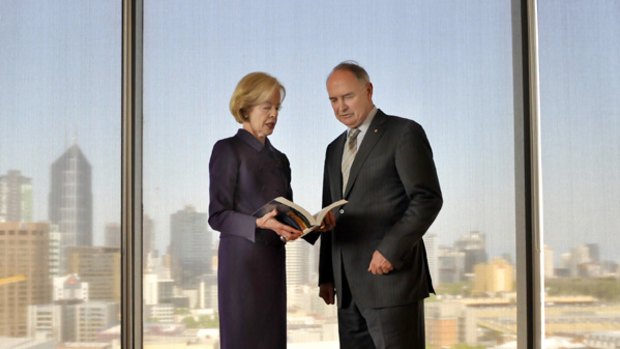 Essential reading: Ross Garnaut discusses his book with Governor-General Quentin Bryce at the launch in Melbourne yesterday.