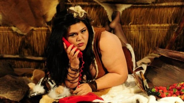 Funny business: "Bogan" actor and playwright Nakkiah Lui at work.