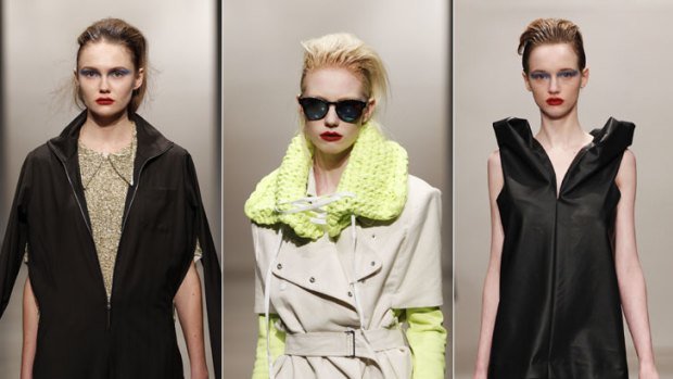 Popping acid ... Zambesi’s autumn-winter 2012 collection featured boiler suits, trench coats and bursts of fluoro.