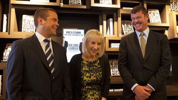 Three's company: Lachlan Murdoch, left, Pamela Williams and James Packer. Williams said both men spoke freely and frankly.