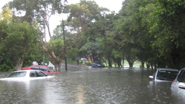 Flash flooding ... Riverside Road, Marrickville.