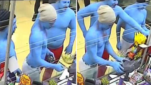 Have you seen these Smurfs? .... Police have released CCTV images of the men.