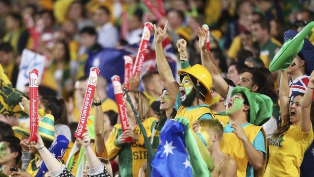 That's the spirit: These Socceroos fans could not be accused of being too quiet during the friendly against South Africa last week.