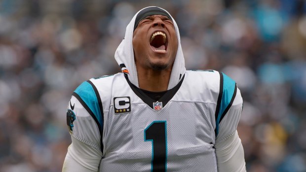 Jubilation: Panthers quarterback Cam Newton and his Carolina side are one win from a Super Bowl berth.