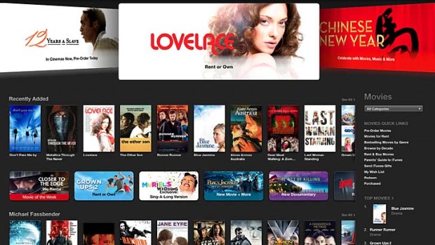 A screenshot of Apple's iTunes movie store.