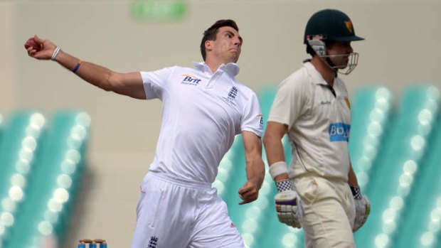 Good pace: England bowler Steve Finn snared eight wickets at the SCG.