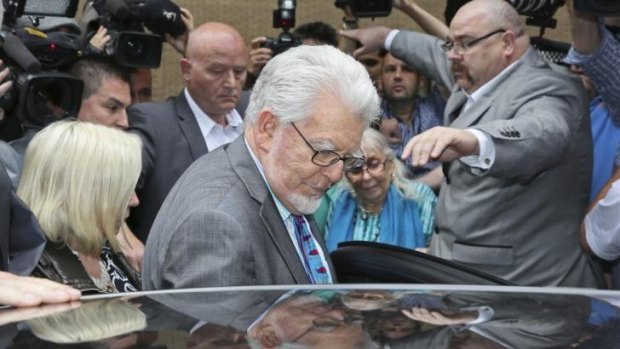 Rolf Harris in London after being found guilty. 