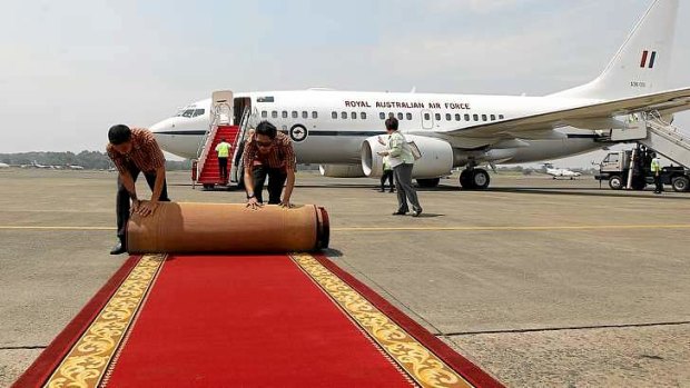 Rolling back the red carpet in Jakarta after Tony and Margie Abbott depart.