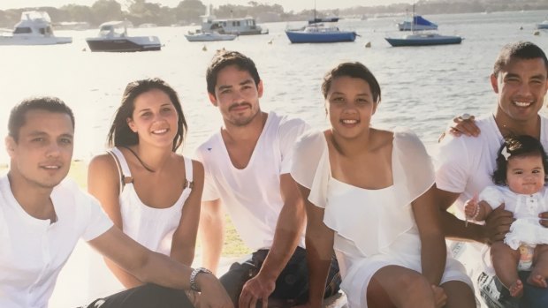 The Kerr kids, from left: Levi, Madeline and her fiance Pascal Kuhn, Samantha and Daniel (with daughter Lola).