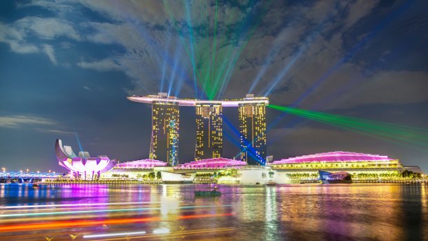 Worth the price of admission: The Sound and Light Watershow at Marina Bay Sands, Singapore.