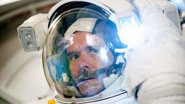 Canadian astronaut Chris Hadfield during a space flight training session in 2012.