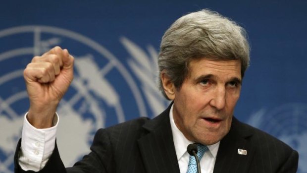 US Secretary of State John Kerry at the Syrian peace talks.