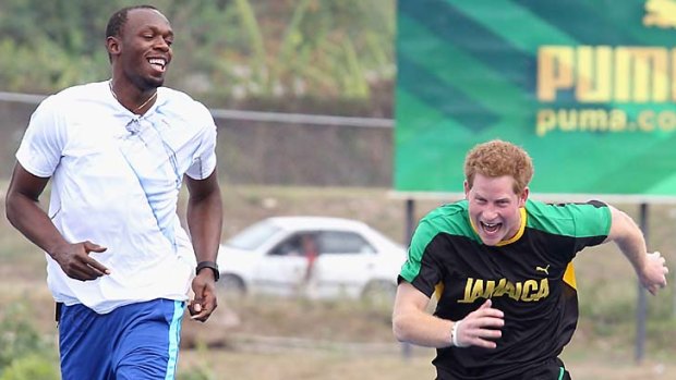 Friends ... Prince Harry and Usain Bolt.