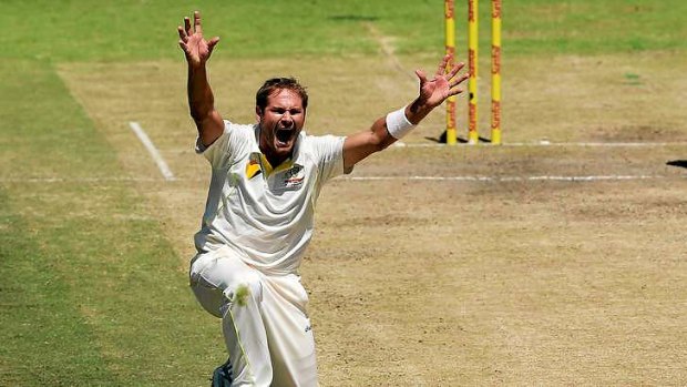 On song: Ryan Harris appeals during South Africa's first innings.