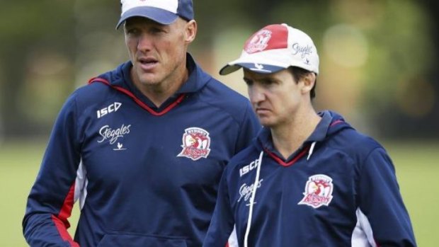 Hard at work: Sydney Roosters assistant coach Jason Taylor, right, was impressed with Parramatta's opening round display.