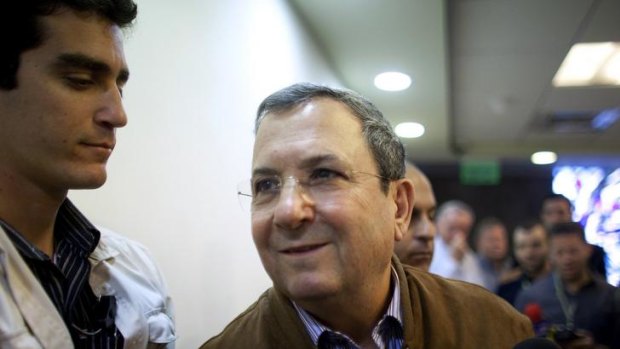 Israel's Defence Minister Ehud Barak arrives at a weekly cabinet meeting in Jerusalem.