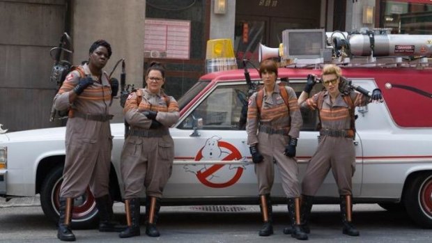 The all-female cast of the new <i>Ghostbusters</i> movie.
