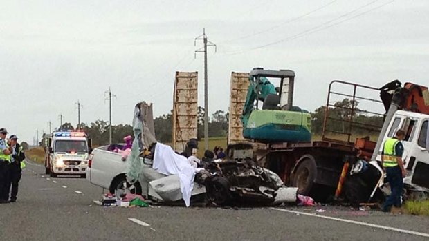 The wreckage left by yesterday's fatal accident.