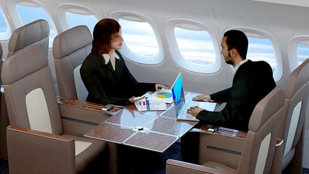 For those tired of lonely, long-haul flights, Zodiac Seats from the USA and Mexico offered the 'Reversible Seat', which flips over so people can face each other and connect their fold-out trays to form a larger table.