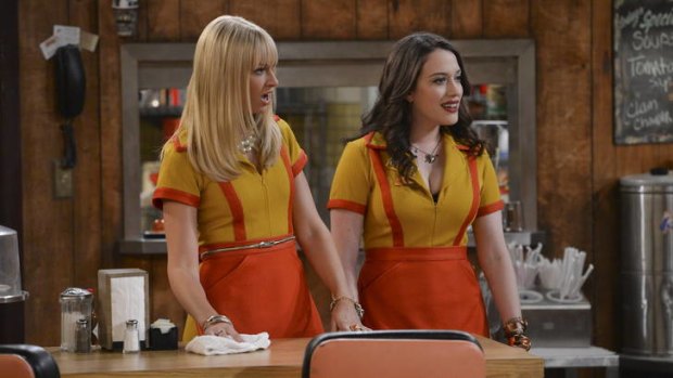 Beth Behrs (left) and Kat Dennings dish up predictable lines in <i>2 Broke Girls</i>.