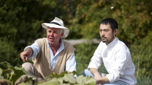 Raymond Robinson (left) uses every corner of his garden to grow food for chef Kazuki Tsuya.