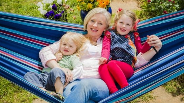 Family way: Convener of the Women in Media Group Emma Griffiths with her children Lewis, 2 (left), and Sylvie Johnson, 4.